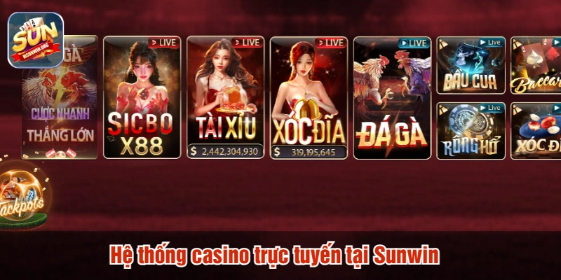 Hệ thống casino trực tuyến tại Sunwin